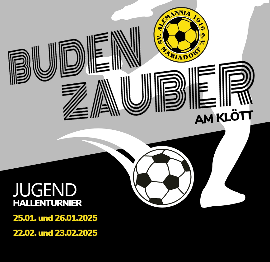 Eine Infografik zum Hallenturnier der Jugendabteilung des Alsdorfer Fußballvereins Alemannia Mariadorf